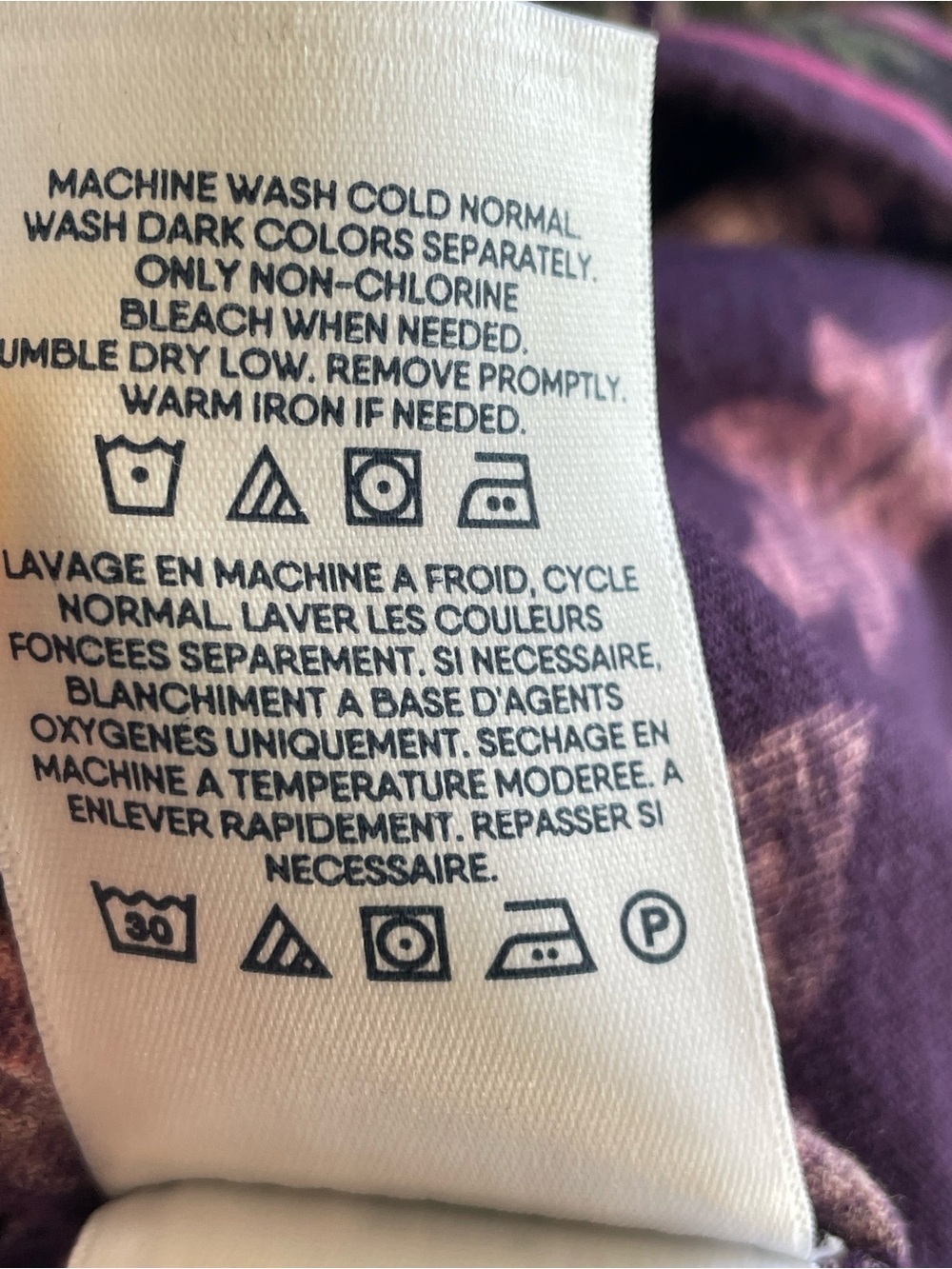 Lands' End purple floral print 100% cotton mini dress Size XL - Picture 7 of 8